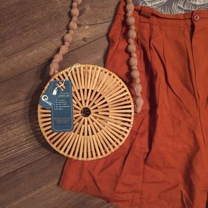 Round Bamboo Purse // Round Wooden Bag